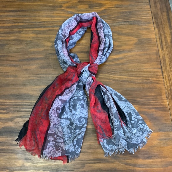 Target Accessories - {Target}76”x 44” Sheer Grays/Blk/Red Floral Design Scarf